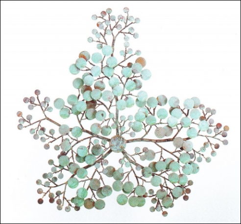Money Branch Metal Wall Sculpture with round patina leaves