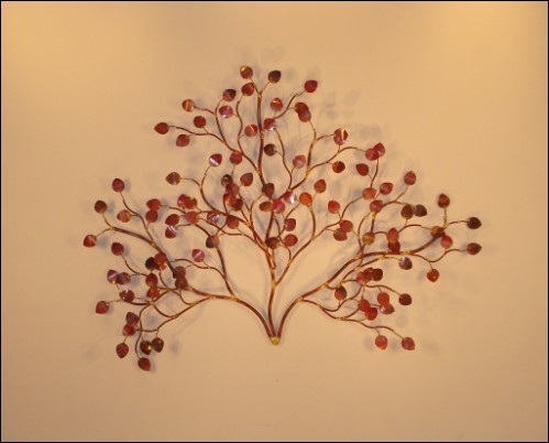 Sea Leaves Copper Wall Art with copper red leaves